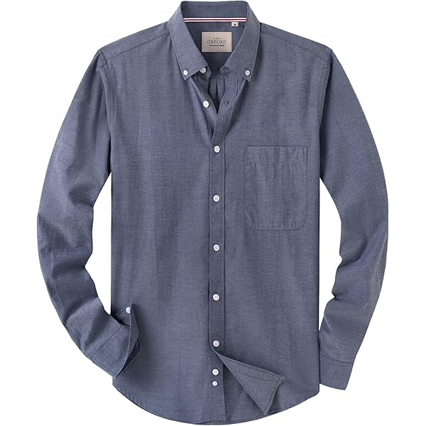 Amazon.com: Dubinik® Chambray Shirt Men Long Sleeve Cotton